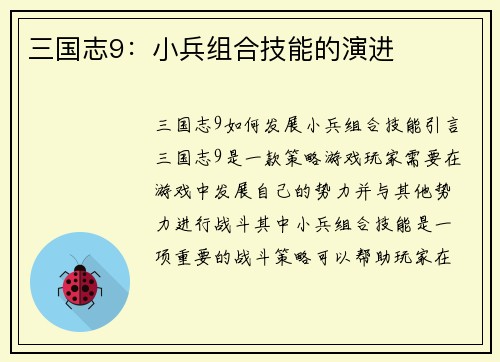 三国志9：小兵组合技能的演进